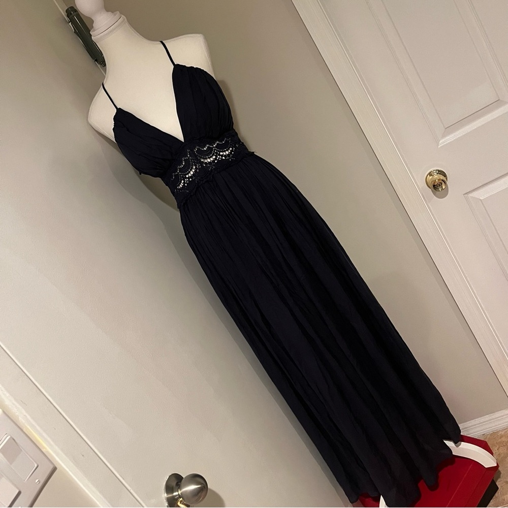 Elegant Navy Blue Long Dress